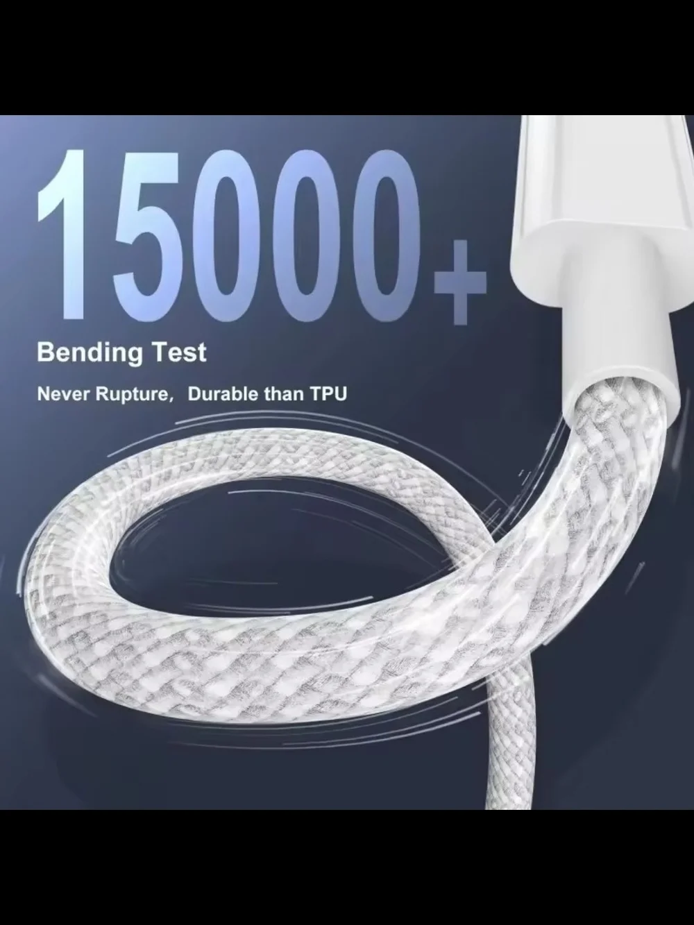 3-Pack White Braided USB-C to USB-C Fast Charging Cables - 60W PD